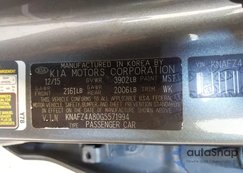 2016 Kia Forte Ex z USA, uszkodzony, nr VIN KNAFZ4A80G5571994